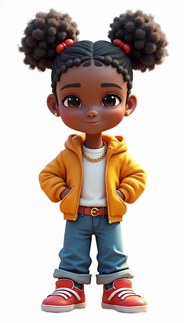 MJ, the explorer, in a yellow jacket with puff hairstyle
