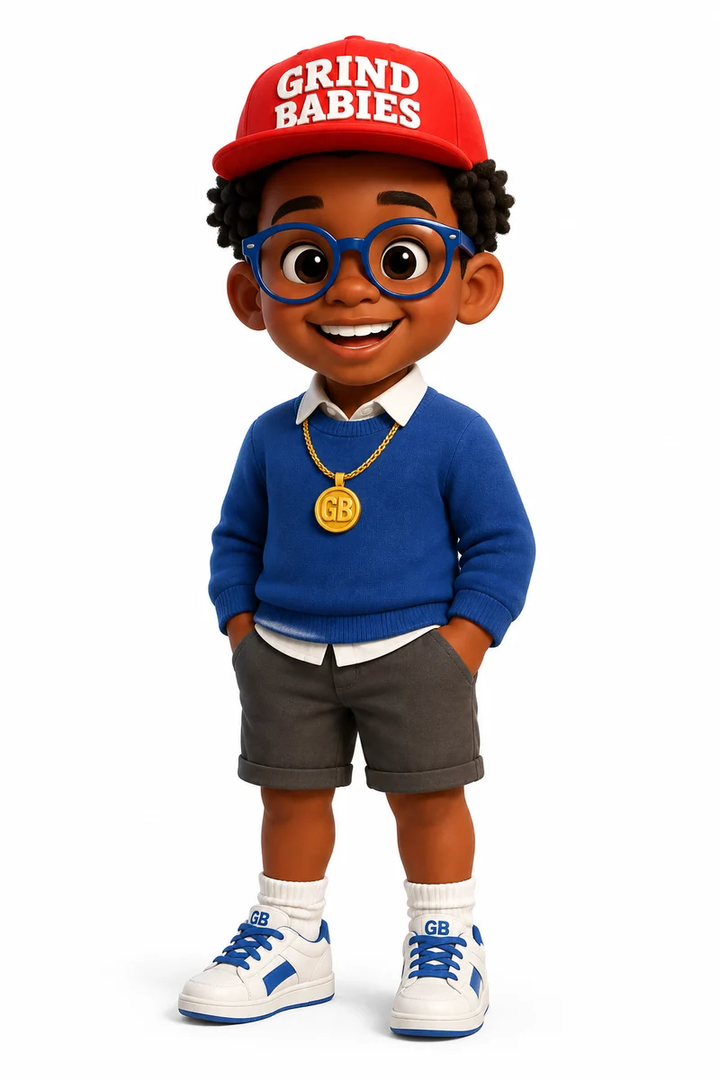 Mason, the genius, in glasses, a red GB cap and blue sweater