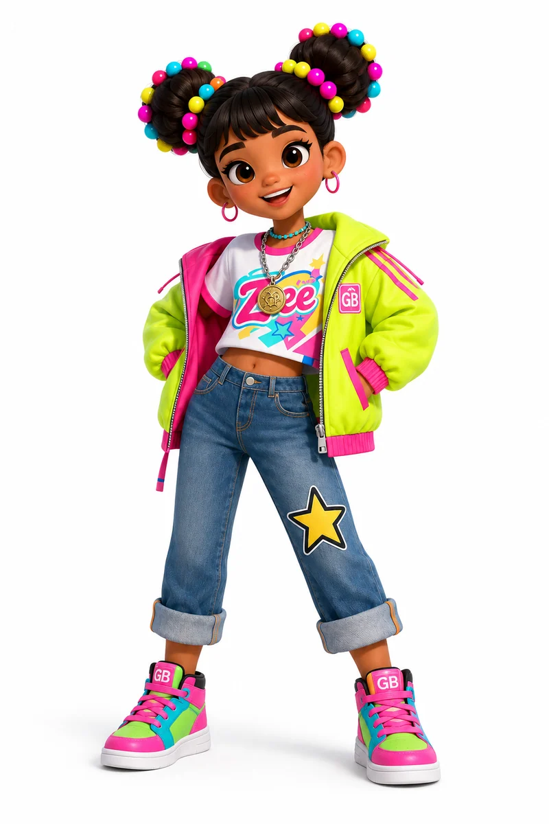 Zee, the DJ, in a neon green and pink jacket