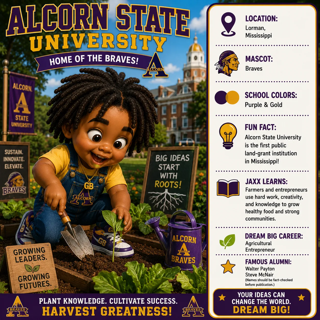 Alcorn State University HBCU Heroes character card with Jaxx as a future veterinarian