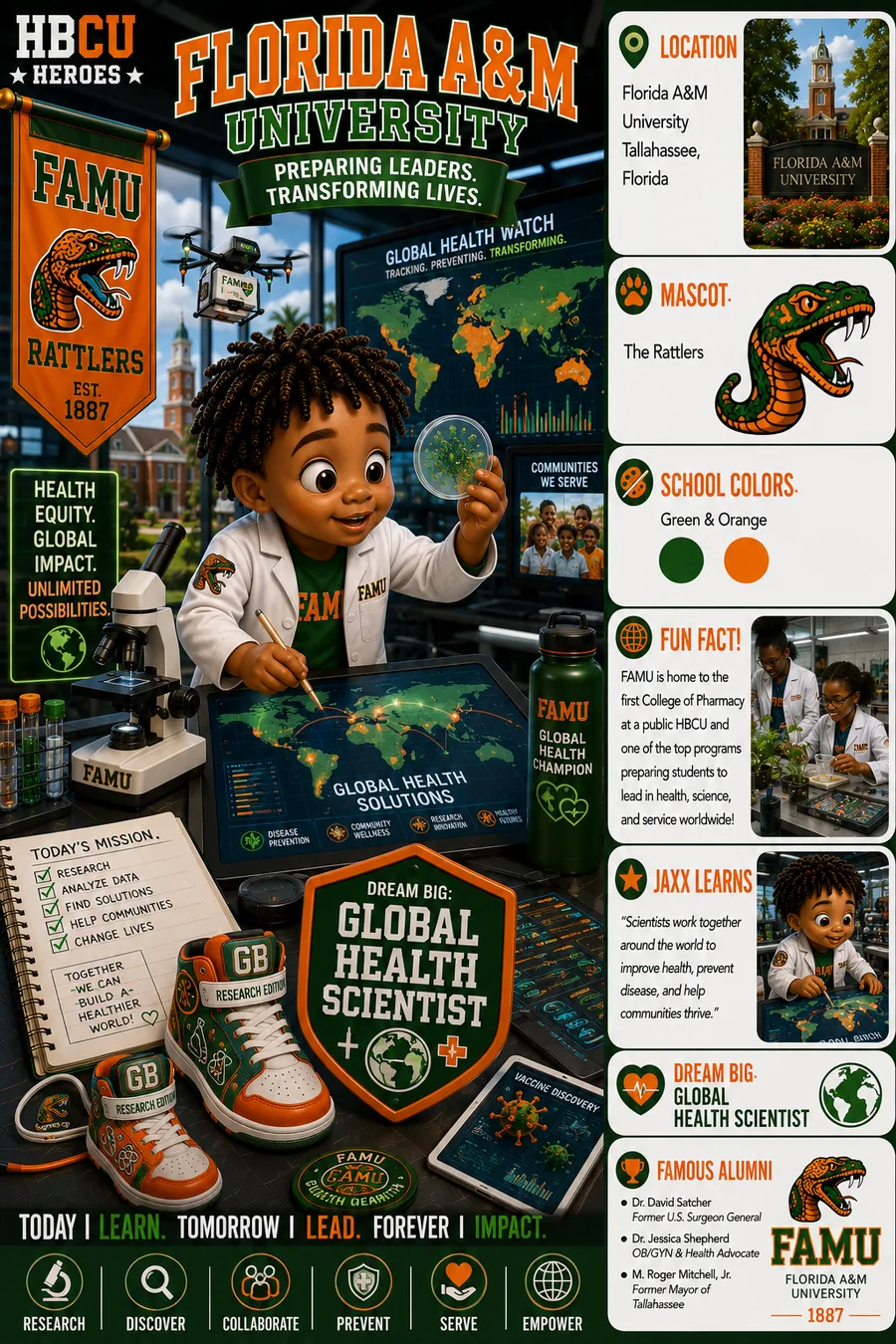 Florida A&M University HBCU Heroes character card with Jaxx